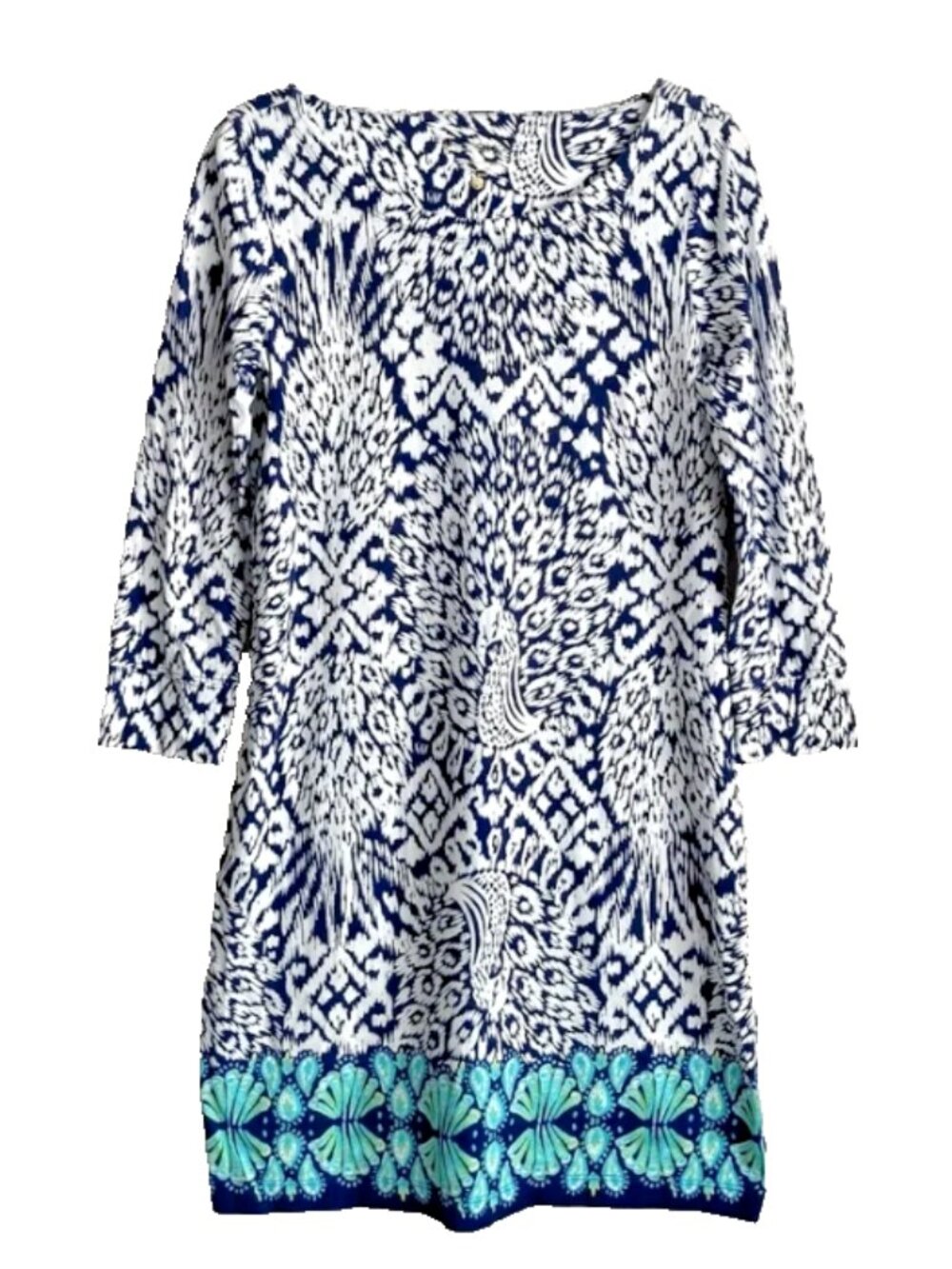 Lilly Pulitzer Hollee Dress Bright Navy Pineapple Party Pima Cotton Coastal Sz S